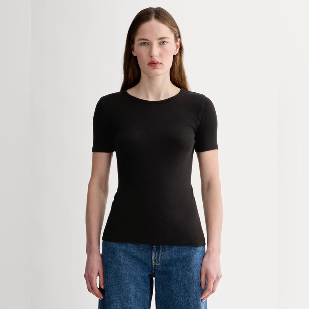 Everlane Luxe Rib Crew - Black